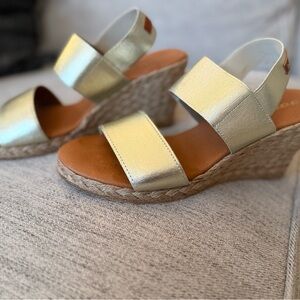 Andre Assous Metallic Gold Wedge Sandals